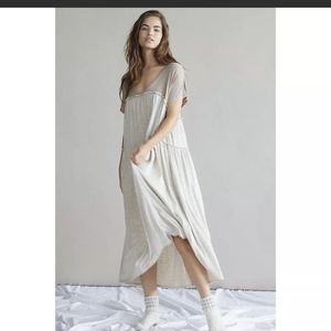 Anthropologie Saturday Sunday Bobbie Tiered Midi Dress In Beige Size Medium